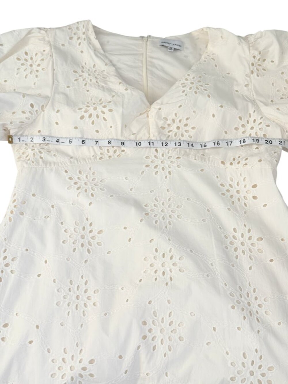 Gibson Latimer Eyelet Cotton Hi Low Dress Cream XXL Coastal Cottagecore - Picture 6 of 8